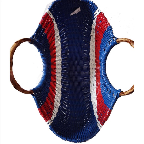 INC Red, White, and Blue Faux Straw Fan Tote - Picture 3 of 4